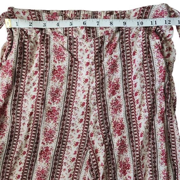 Boho Floral Cropped Ankle Pants Flowy Straight Leg Women's Size Small - Picture 6 of 7